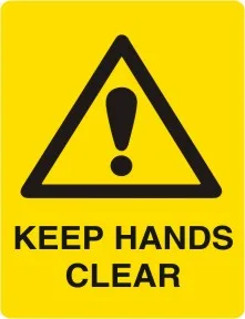 W 227 — WARNING -  KEEP HANDS CLEAR